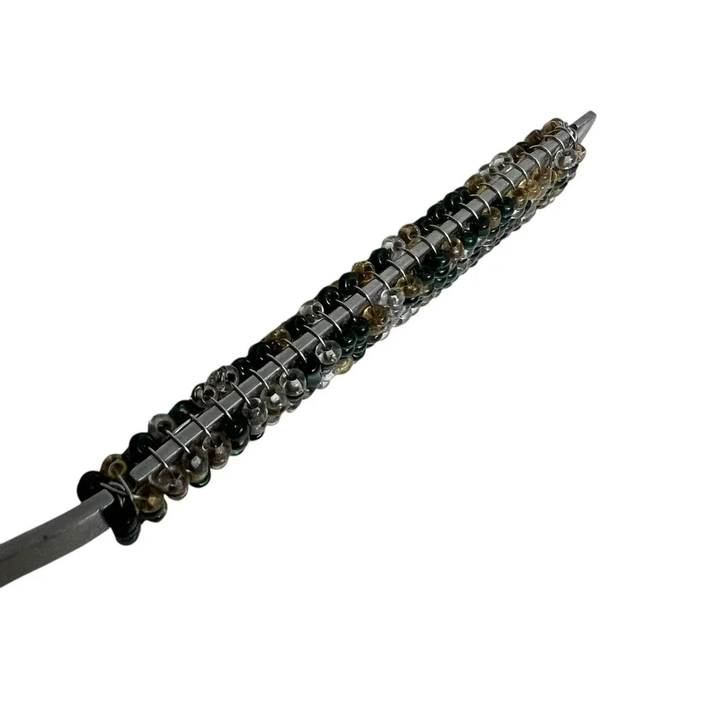 Vintage Kathy Hudson Cheese Butter Knife Beaded Wire Wrapped Utensil 5.5 in L